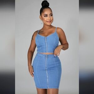 **Cute Denim 2 piece skirt set**